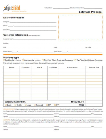 Architectural Estimate Forms (10 pack)