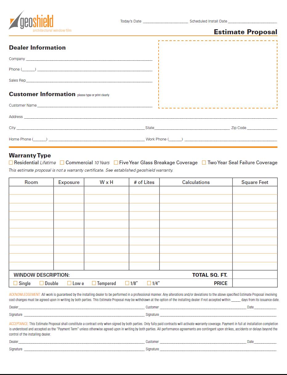 Architectural Estimate Forms (10 pack)